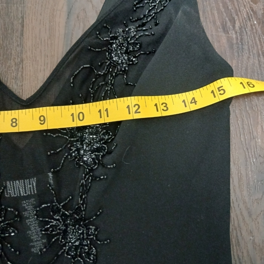 Laundry By Shelli Segal Black Beaded V-Neck Maxi Dress - Picture 9 of 16
